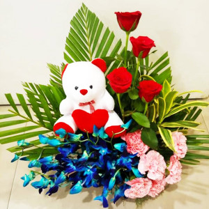 Colorful Basket With Teddy